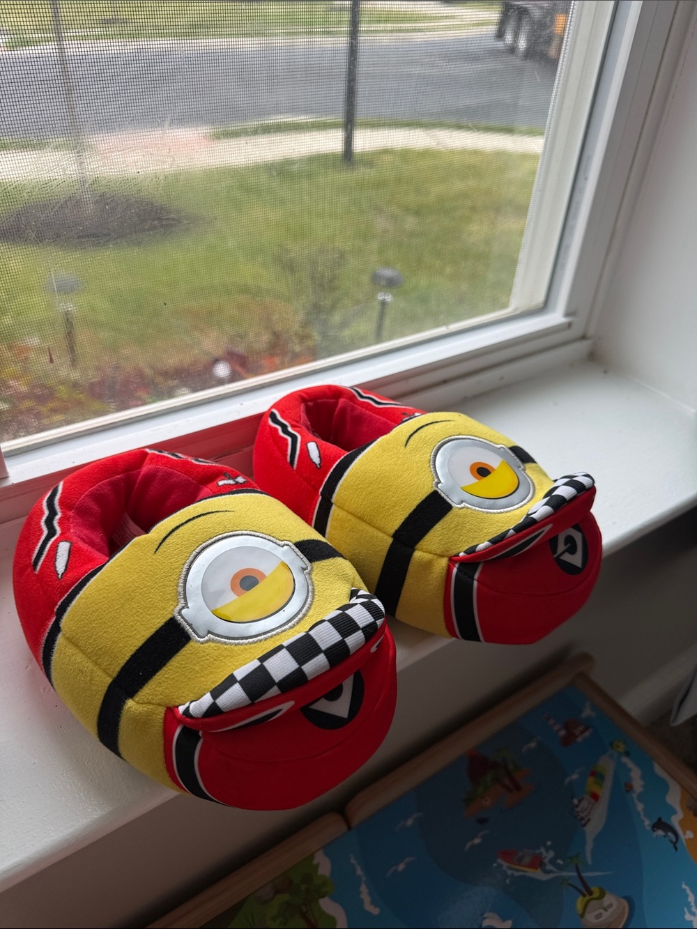 Minion-themed Red and Yellow Kids Slippers